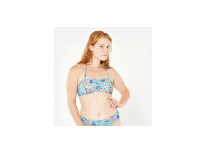 Haut de maillot de bain bandeau surf fleuri Femme Laura