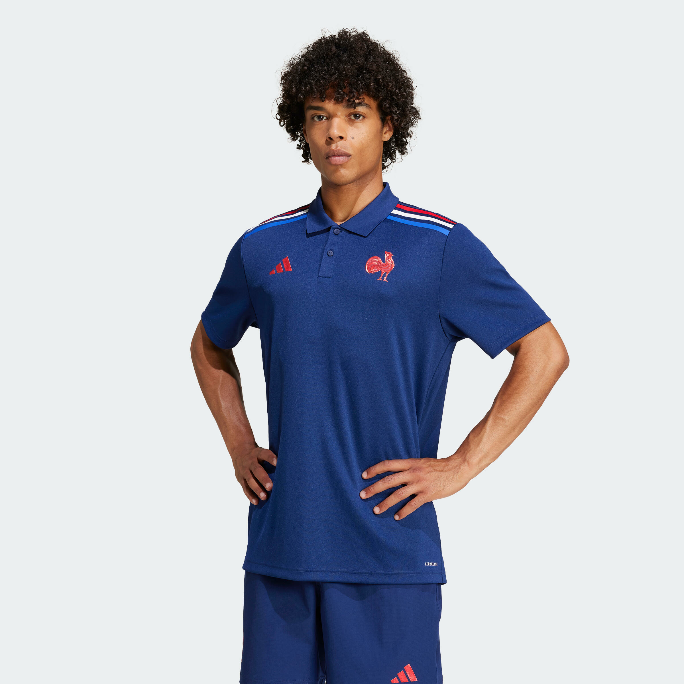 Polo de Rugby France Adulte - Polo supporter FFR Bleu foncé