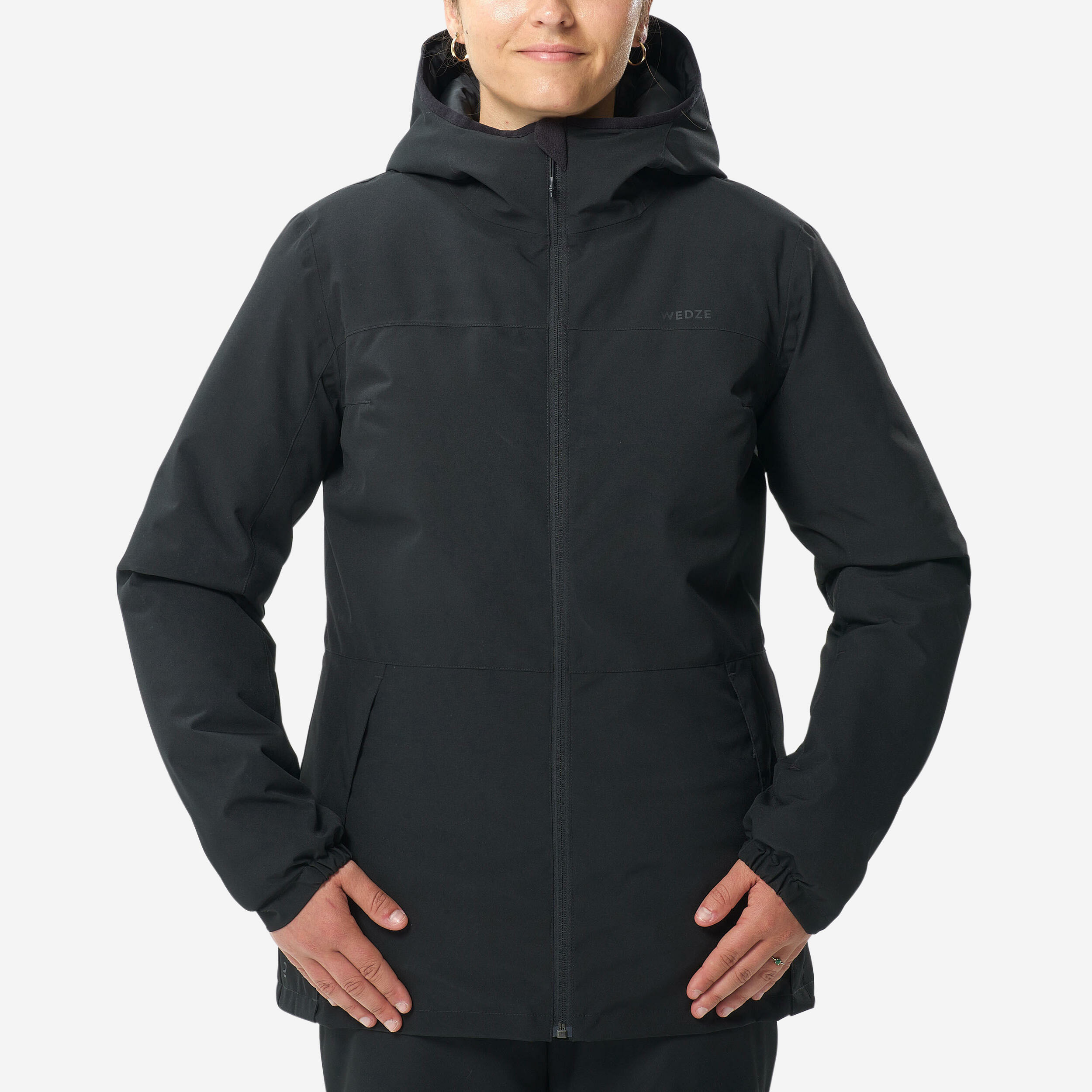 Veste de ski chaude et imperméable femme, 100 noir Decathlon