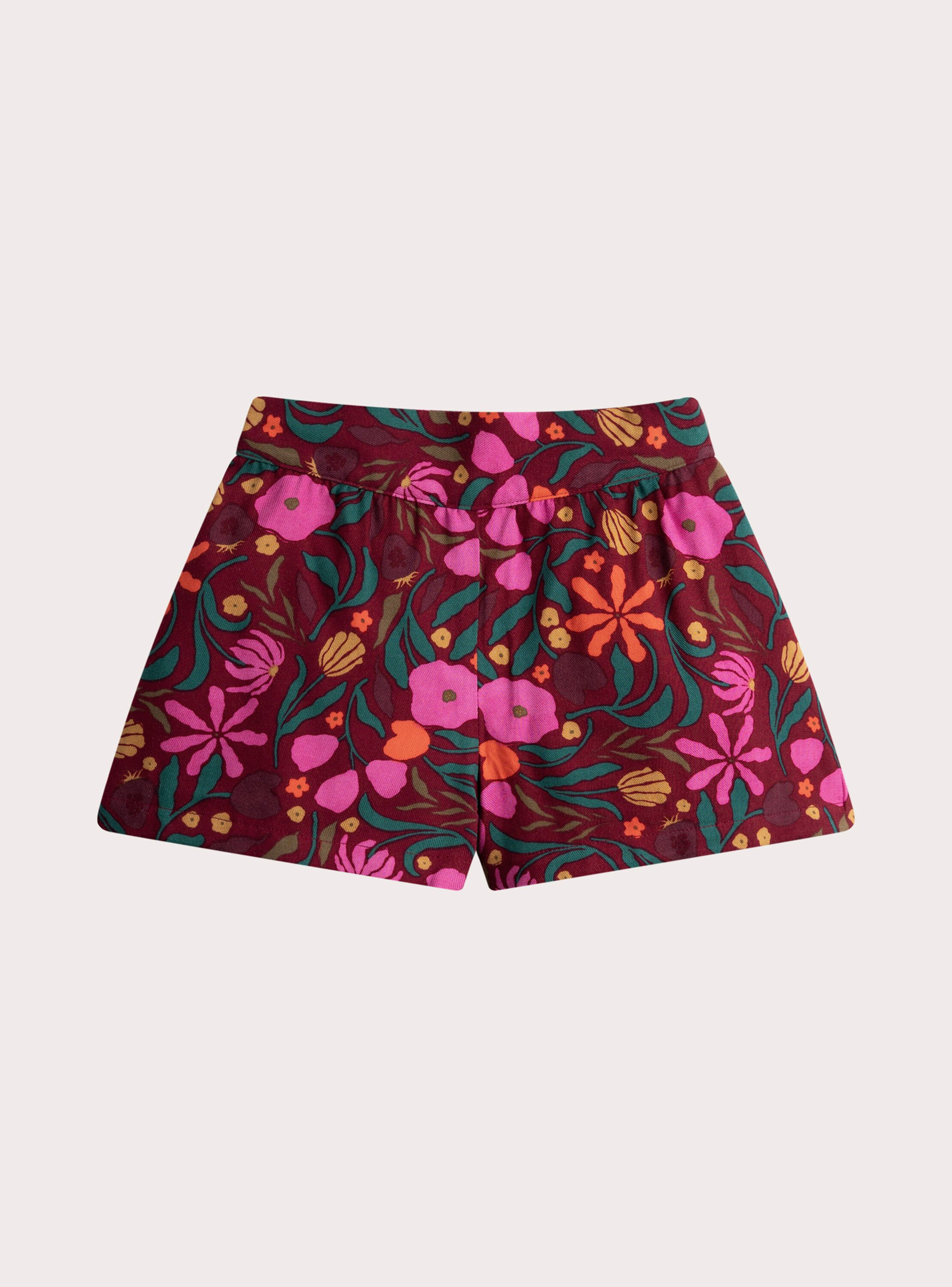 Short rouge imprimé fleuri pour fille