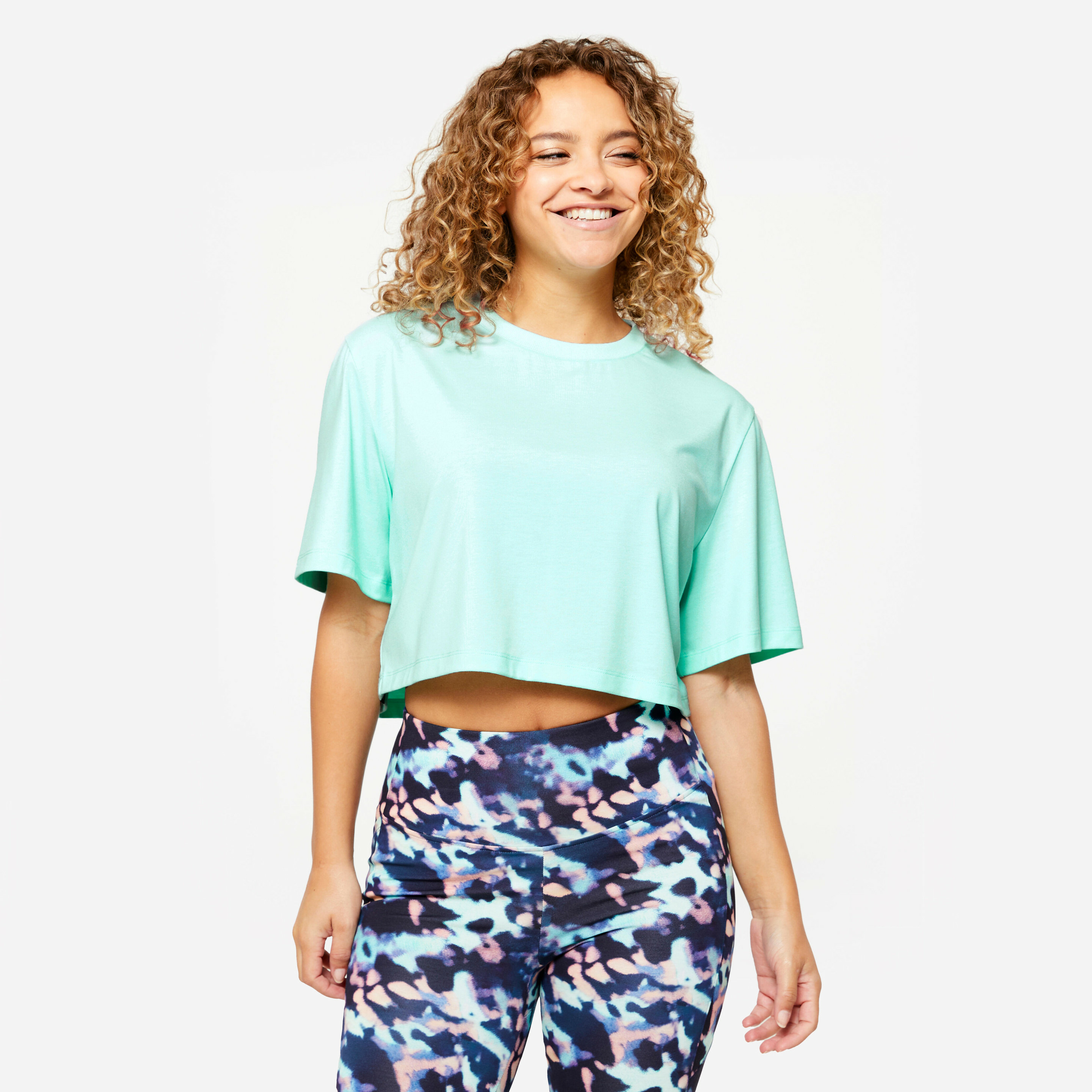 T-shirt crop top femme, vert menthe