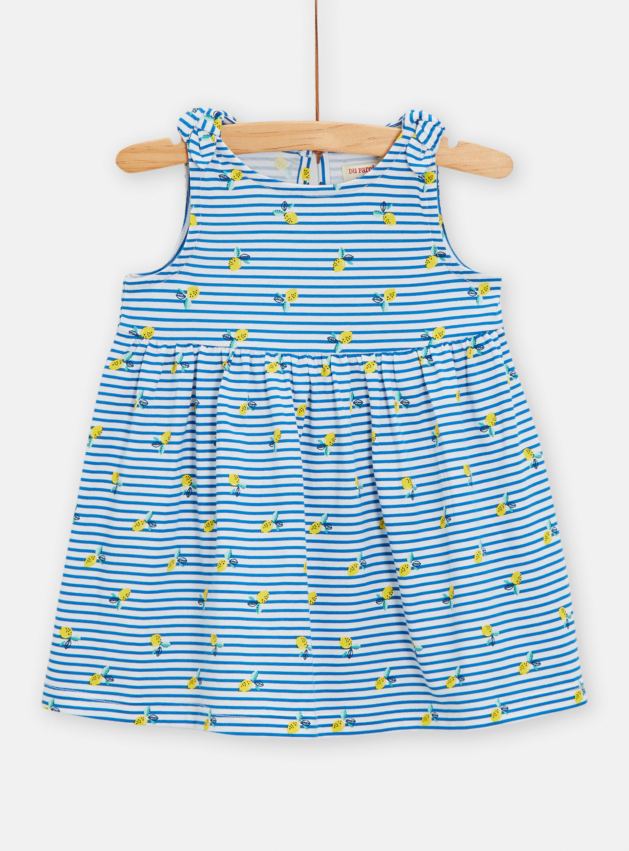 Robe rayée à imprimé citron pour bébé fille