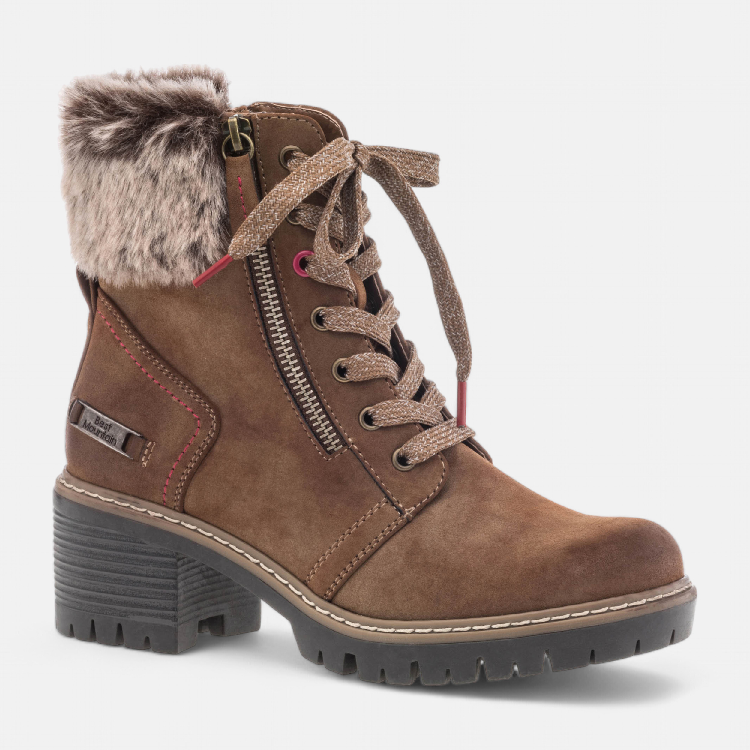 Bottines à lacets à talon Femme cognac - Besson