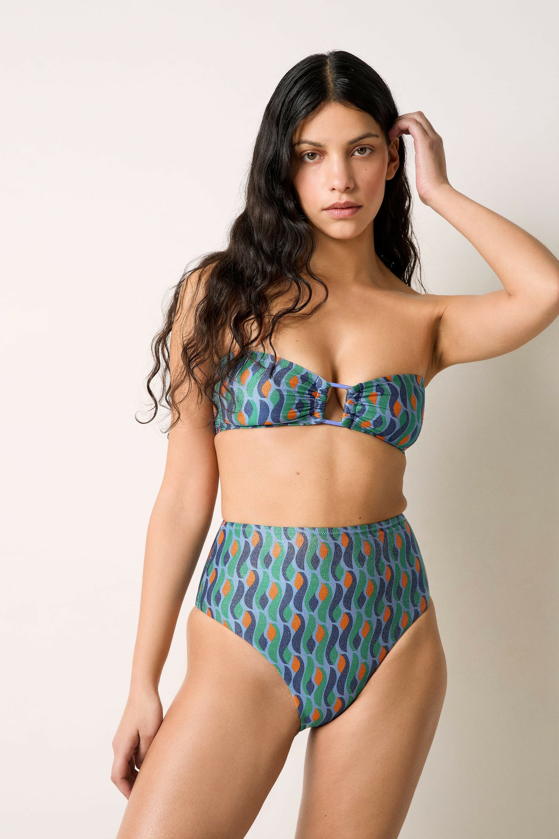 Culotte bikini taille haute bas de maillot pailleté