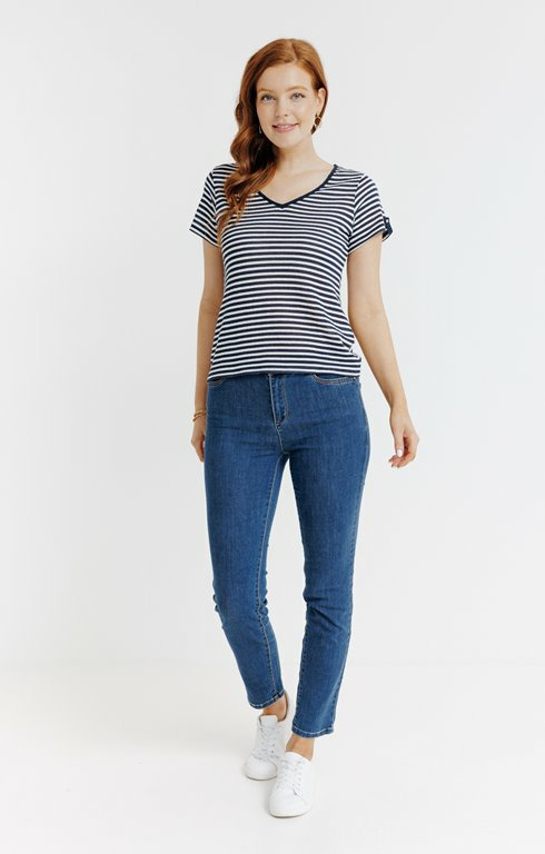 Pantalon 7/8 Denim Stone Strass Poches