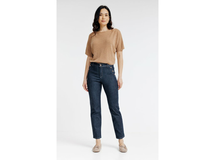 Pantalon denim coupe droite forme pont