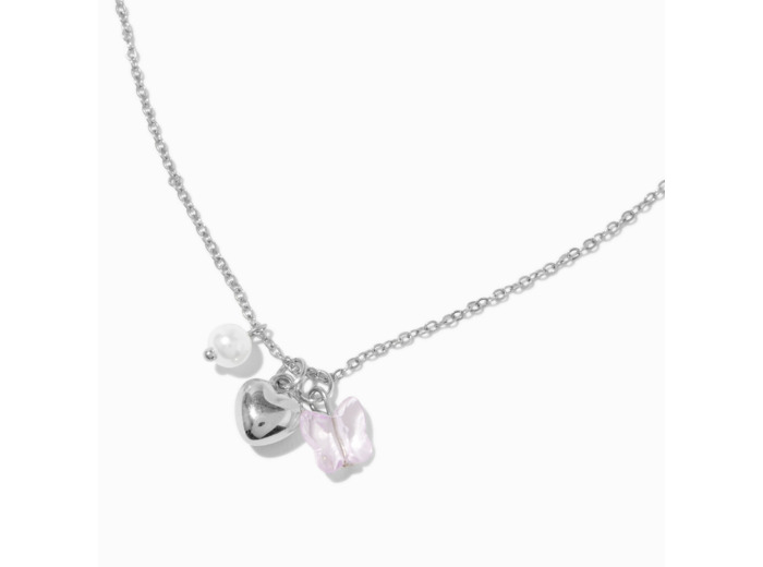 Collier à pendentif breloques en grappe papillon violet