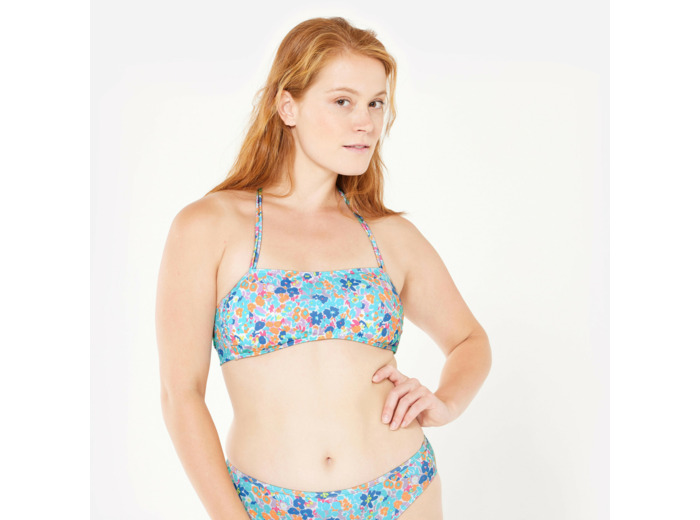 Haut de maillot de bain bandeau surf fleuri Femme - Laura multicolore
