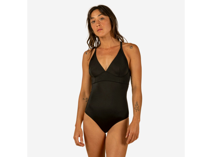 MAILLOT DE BAIN DE SURF 1 PIÈCE FEMME AVEC DOUBLE RÉGLAGE DOS BEA NOIR