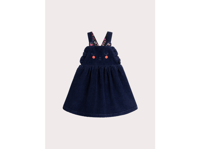 Robe bleu minuit en velours pour bébé fille