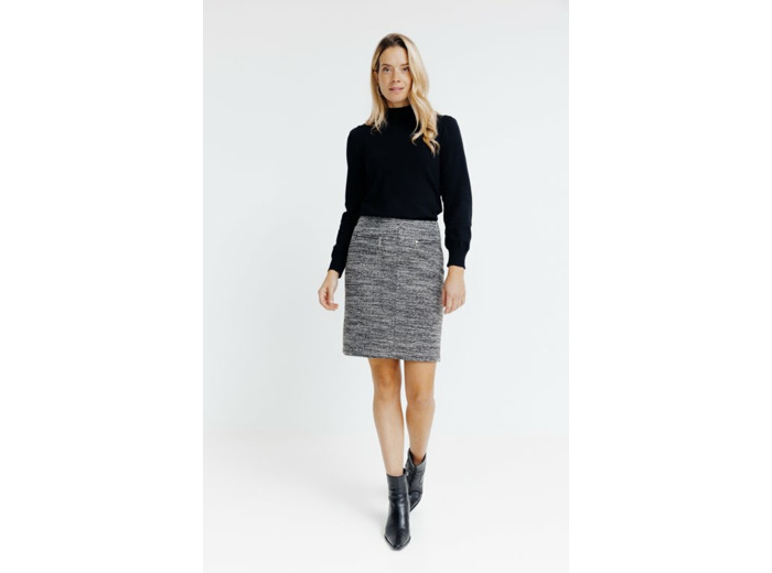 Jupe En Maille Doublee Detail Zip