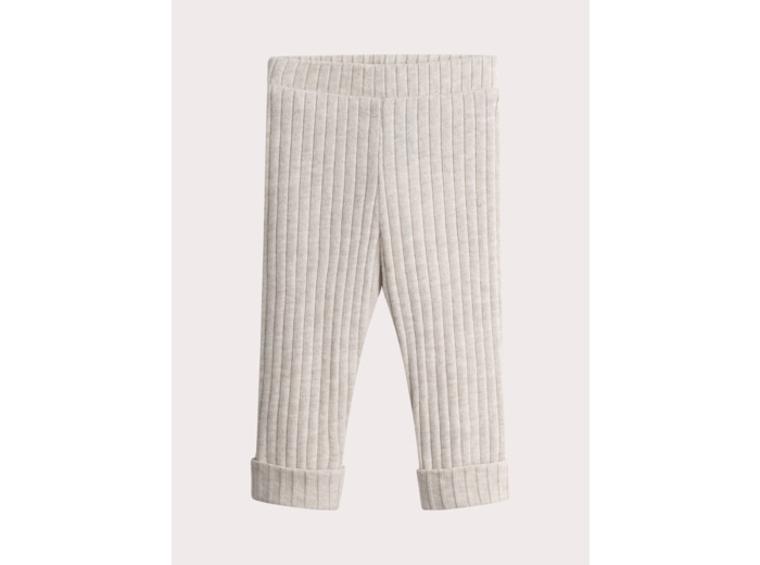 Legging écru chiné en côte pour bébé fille