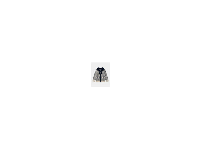 Gilet zippé écru pour garçon, avec col et motif jacquard