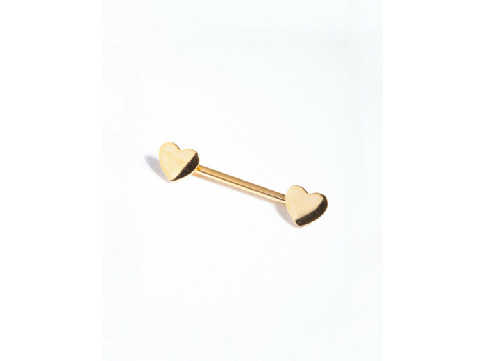 Gold Surgical Steel Heart Nipple Bar
