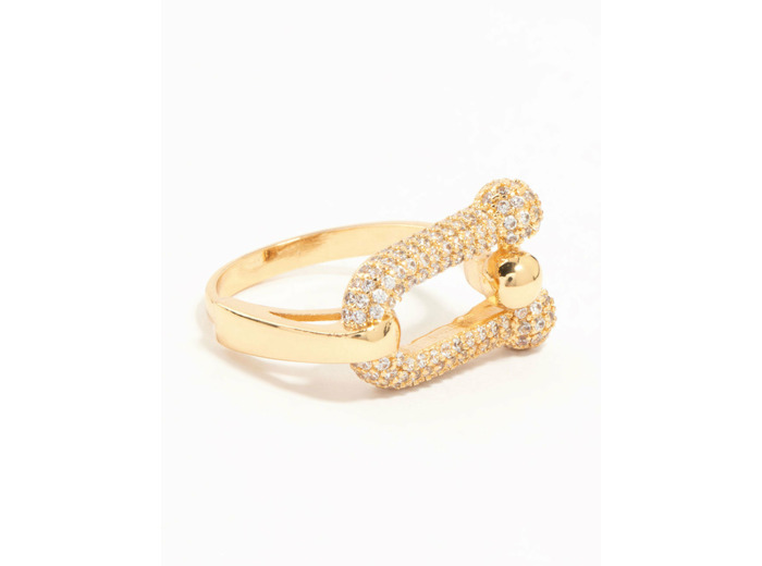 Gold Plated U Link Cubic Zirconia Ring