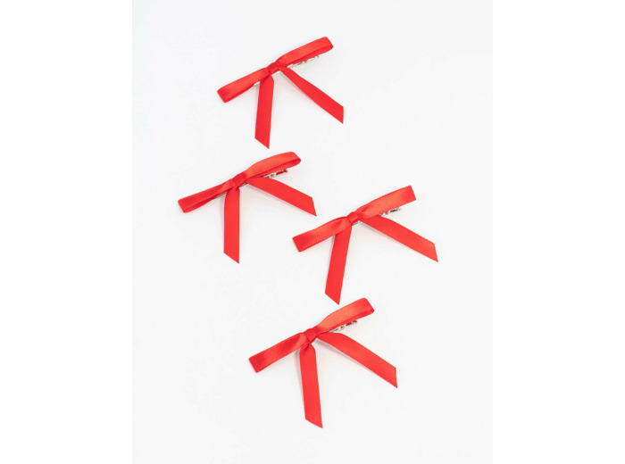 Red Mini Satin Fabric Bows 4-Pack