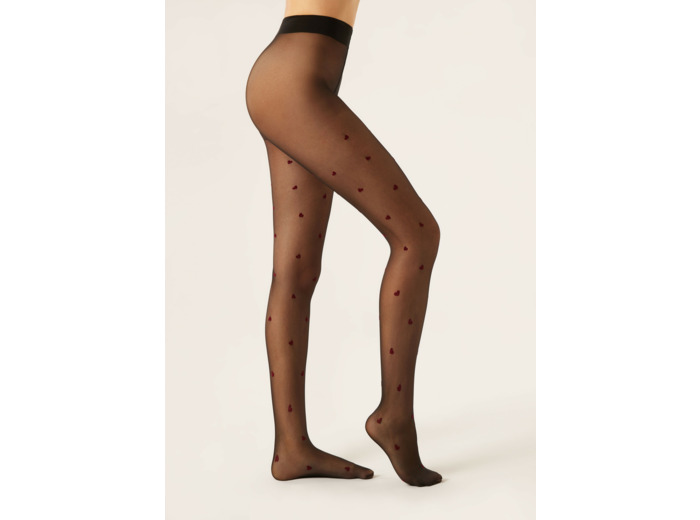 Collant Voile Cœurs Floqués Allover