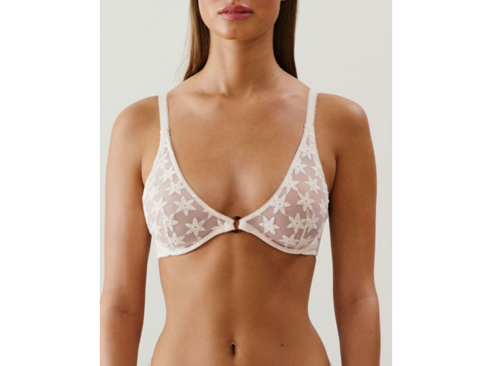 Soutien-gorge triangle avec broderies blanc