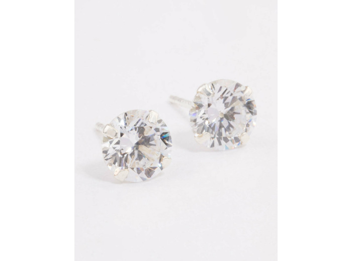 Sterling Silver Double Cubic Zirconia Stud Earrings