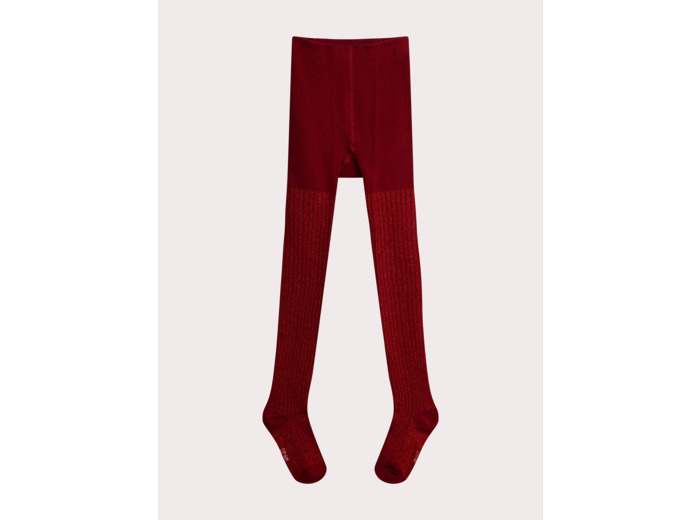 Collant rouge côtelé pour fille