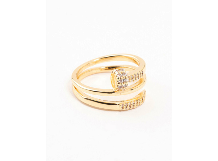 Gold Plated Cubic Zirconia Nail Wrapped Ring