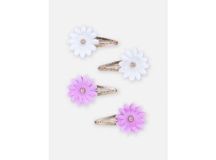 Lot de 4 barrettes clips à fleurs pour fille