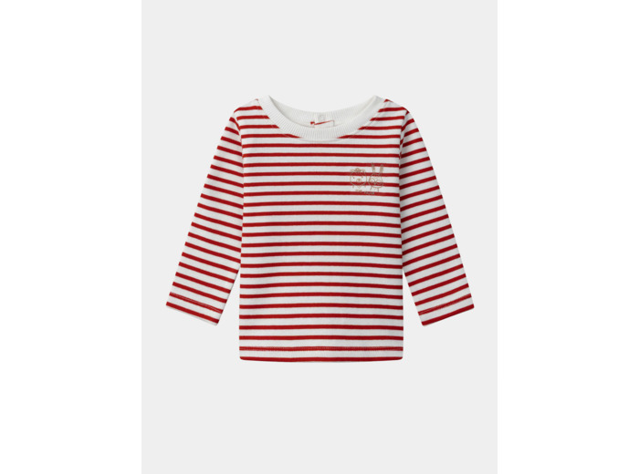 Tshirt à rayures rouges et blanches et manches longues Bébé Garçon