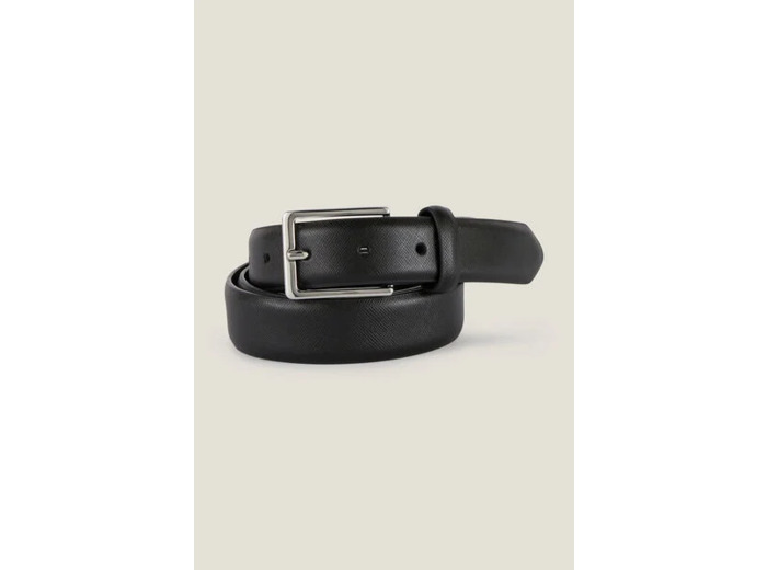 Ceinture en cuir saffiano avec boucle - Noir