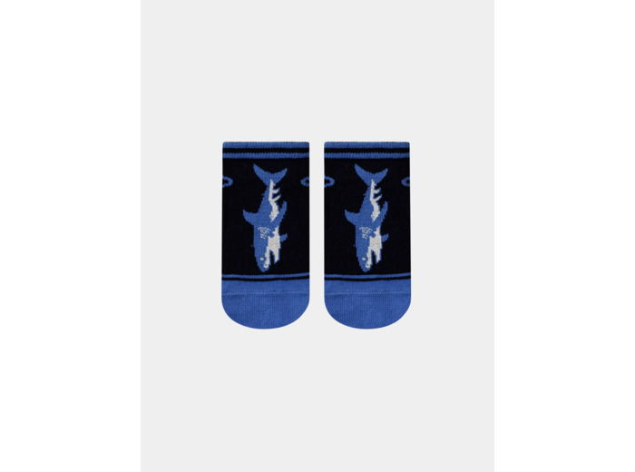 Chaussettes bleues à motif jacquard et animation requin en jersey