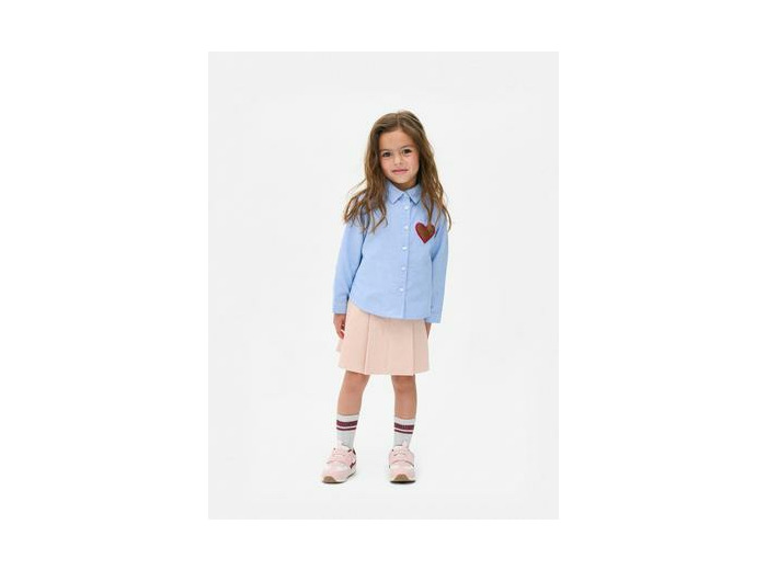 Chemise Oxford à motif cœur léopard appliqué