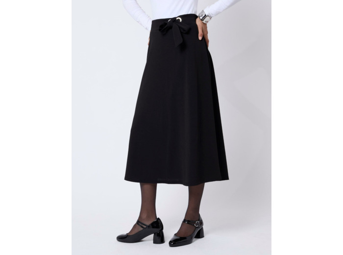 Jupe midi évasée unie NOIR