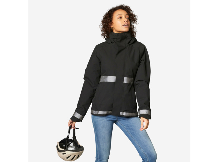 VESTE PLUIE CHAUDE VELO VILLE VISIBILITE NUIT 540 FEMME NOIR