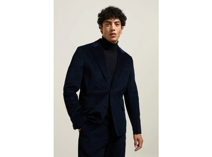 Veste de costume confort en velours côtelé - Bleu foncé