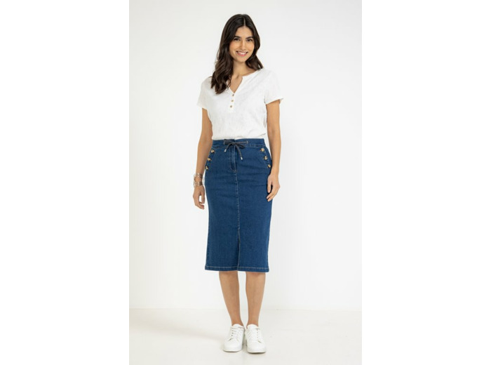 Jupe midi en denim stone