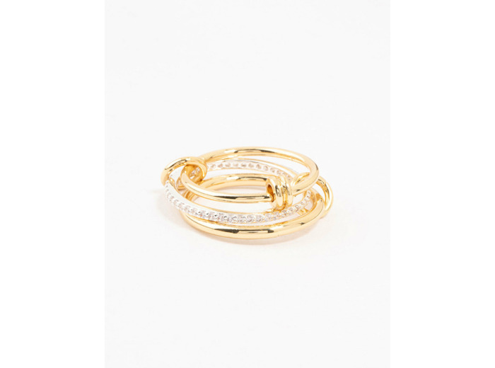 Gold & Silver Plated Diamante Rondell Stacked Ring
