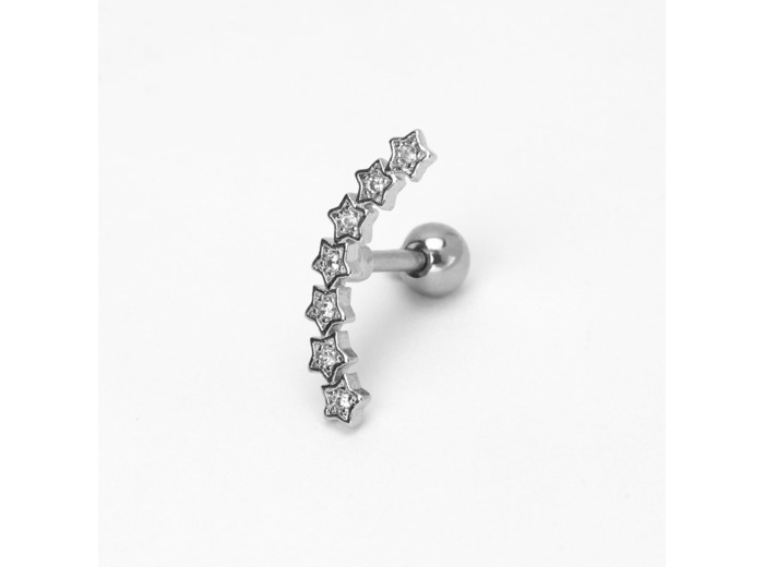 Piercing pour cartilage d’oreille incurvé étoile couleur argentée
