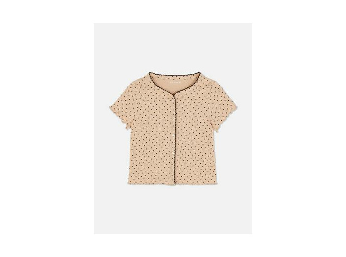 T-shirt boutonné à ourlet ondulé