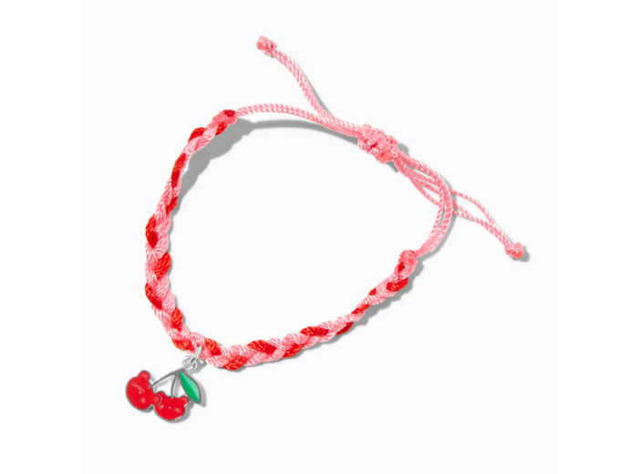 Bracelet réglable tressé ours cerise