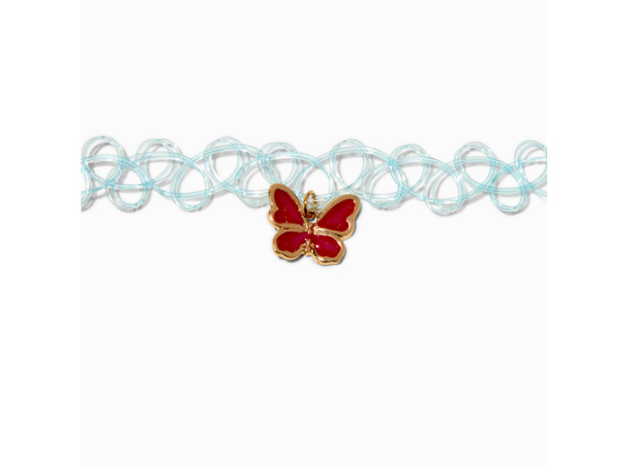 Ras-de-cou effet tatouage avec pendentif d’humeur papillon