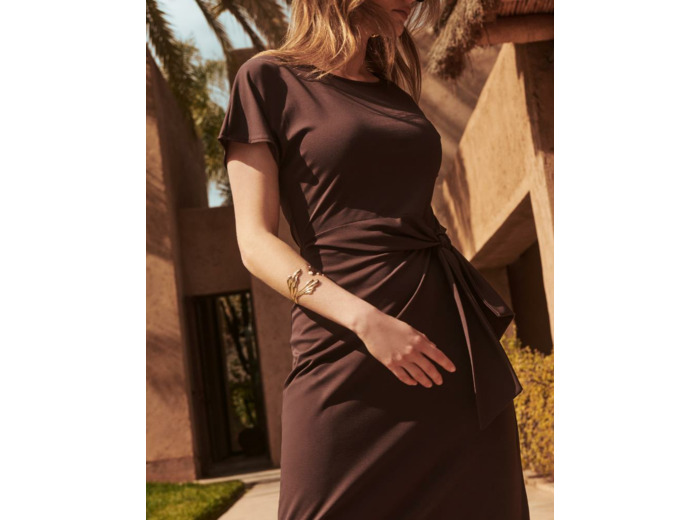 Robe longue unie MARRON