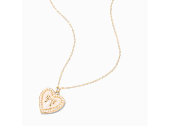 Collier à médaillon perlé nœud couleur dorée