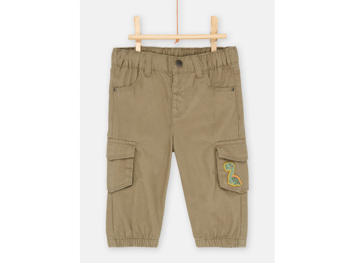 Pantalon en twill couleur vert militaire bébé garçon