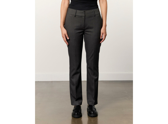 Pantalon long droit rayé GRIS Femme