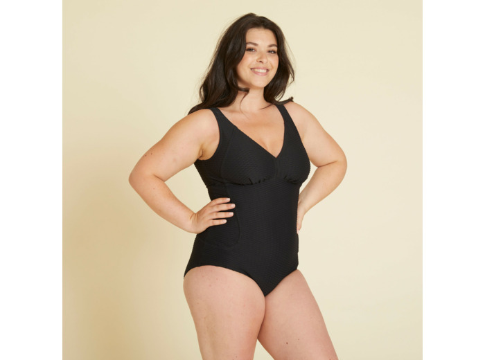 Maillot de Bain Femme 1 Pièce Gaufré Kaipearl New Noir