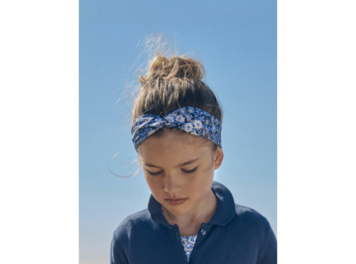 Bandeau bleu et blanc à imprimé fleuri