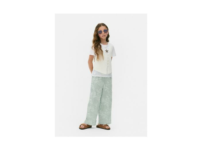 Pantalon à fleurs brodées