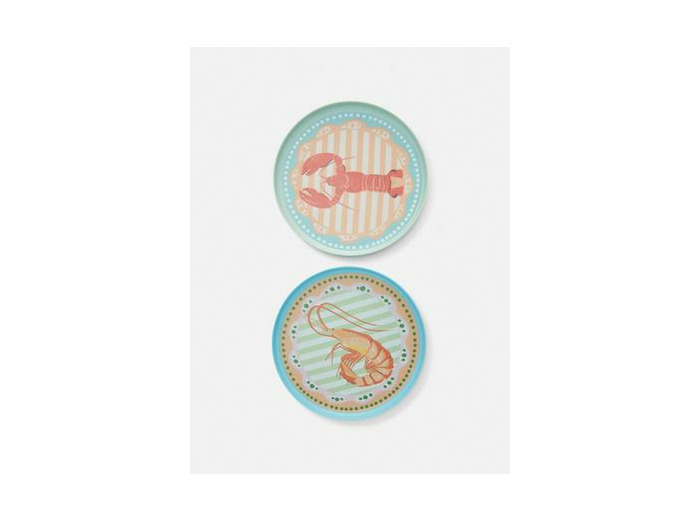 Lot de 2 petites assiettes fruits de mer