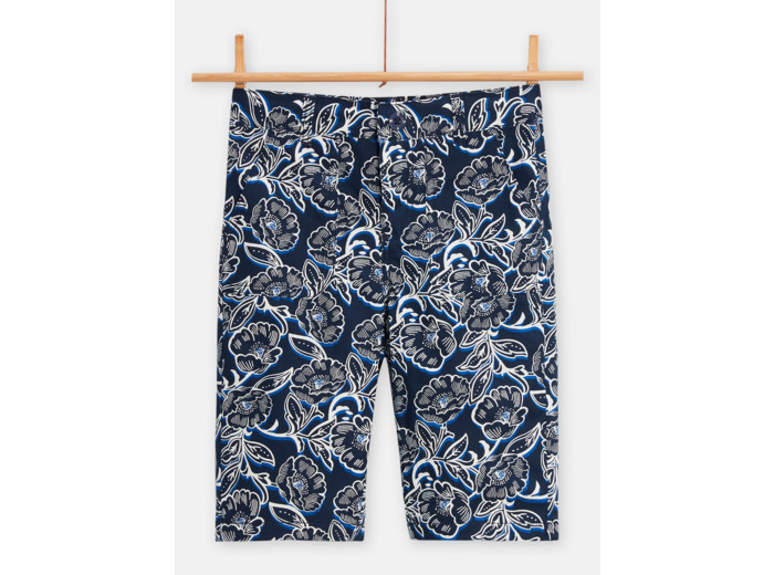 Bermuda bleu marine imprimé fleuri pour garçon