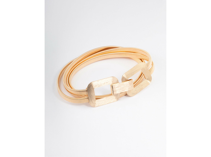 Gold Rectangle Buckle Stretch Belt