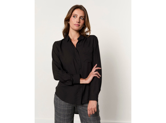 Chemisier manches longues uni NOIR Femme